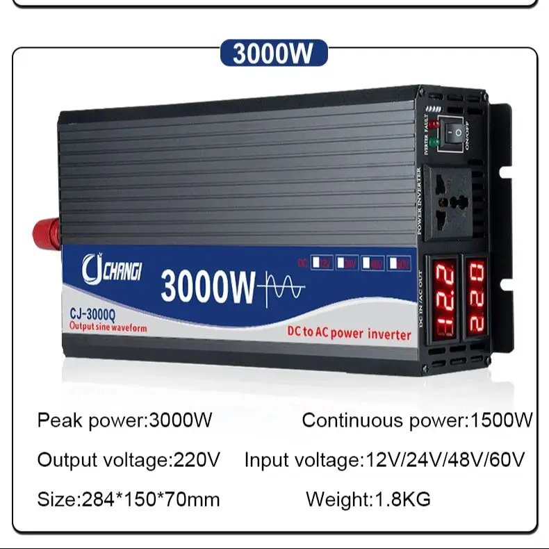 

Pure Sine Wave Inverter DC 12V to AC 220V 230V 10000W/20000W Voltage Transfer Converter Universal EU Socket Auto Accessories