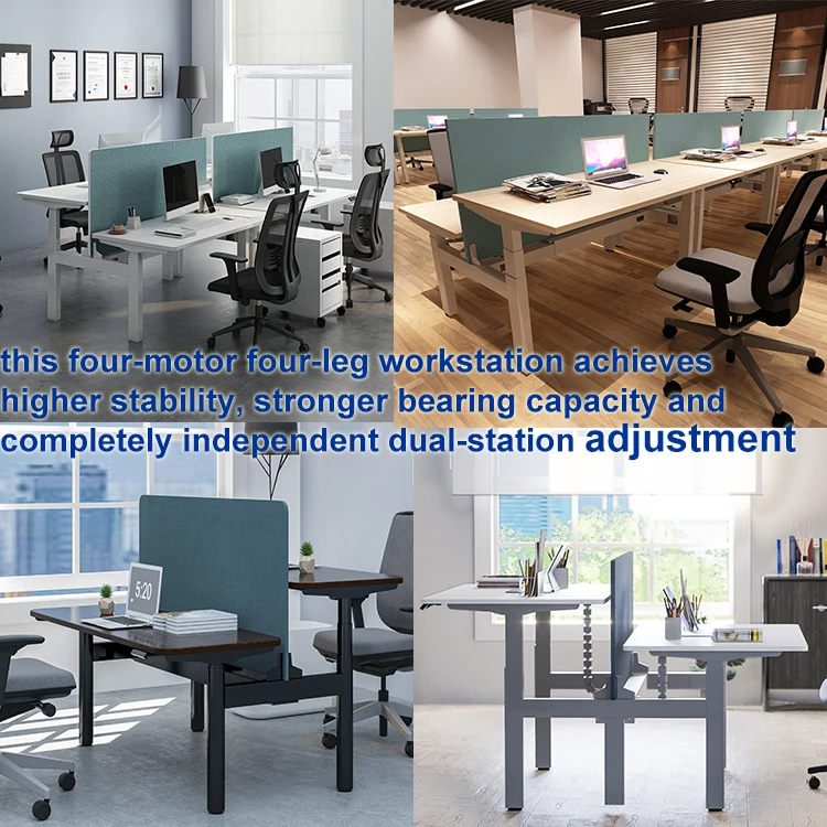 Workstation Ergonomic 4 Leg Electric Height Adjustable Standing Smart Desk Frame Base Lift Table Executive Office Sit Stand Desk