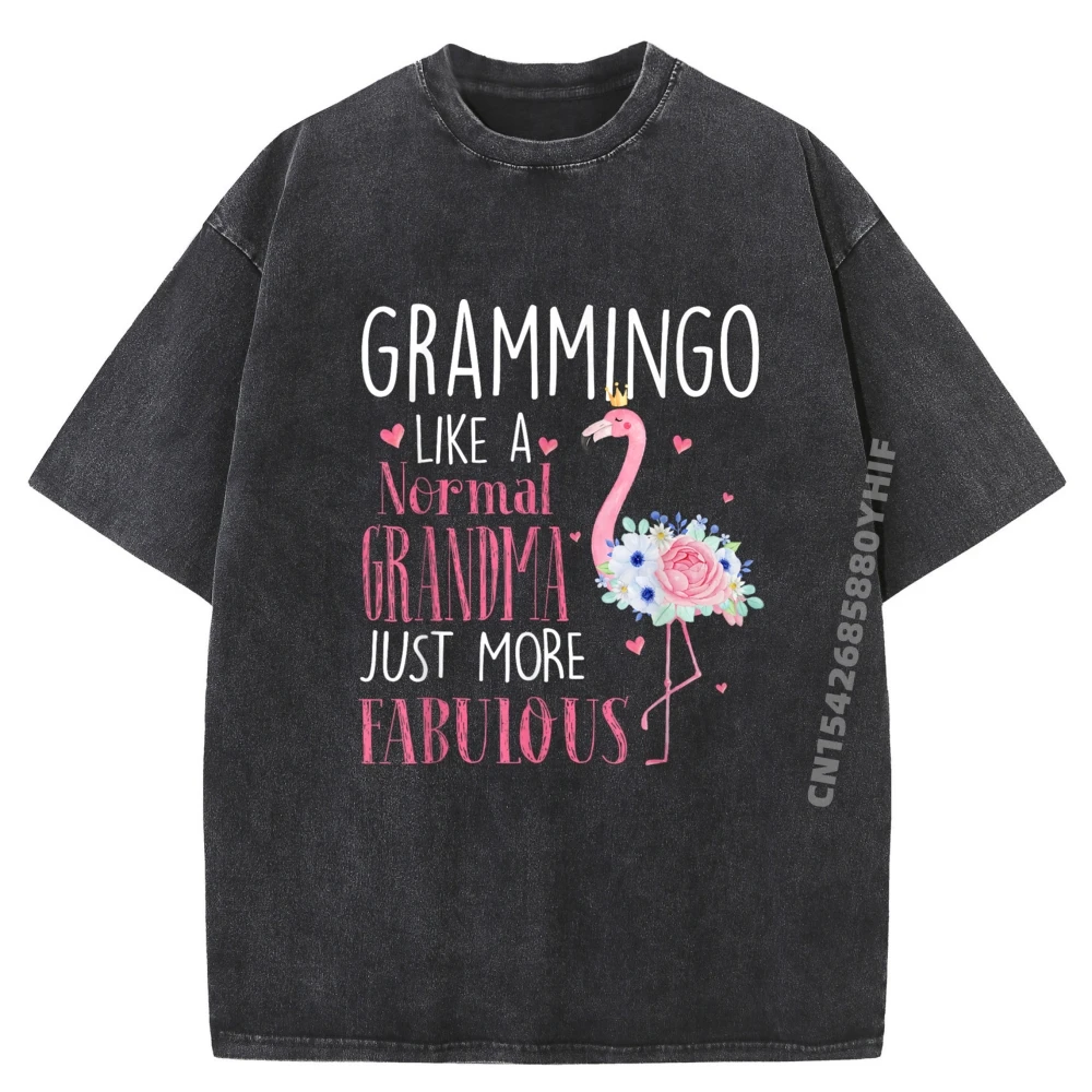

Flamingo Grammingo Like A Normal Grandma Sports T Shirt Men Natural Custom Washed T Shirt Tops Birthday Gift