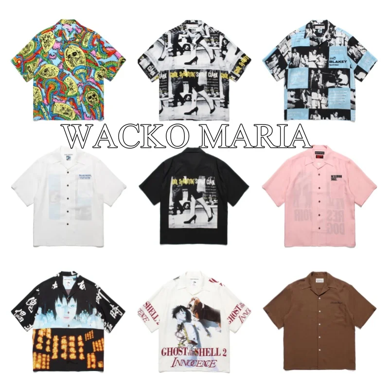 

More Summer WACKO MARIA Shirt Mens Womens Embroidery Print Fashion Japanese Style Hawaii Loose Fit Short Sleeve Shirt