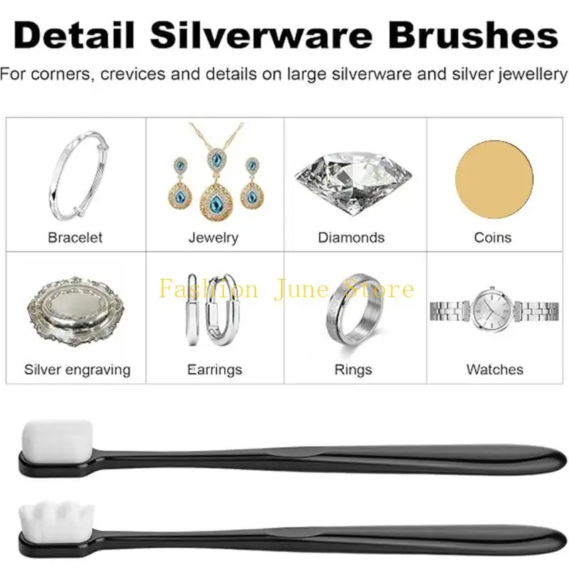N5KA Jewelry Cleaning Brush Set with Soft Bristles and Polishing Cloth