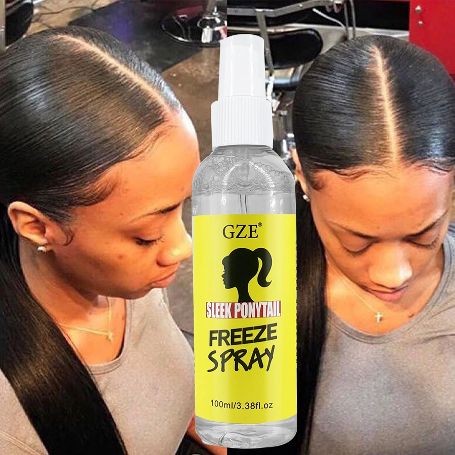 GZE Sleek Ponytail Freeze Spray - Long Lasting Hold, Frizz Control, and Shine - Non-Sticky Formula for Professional Looking