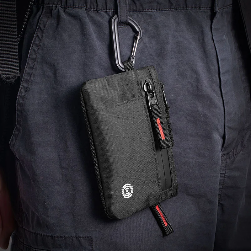 Luxury Rfid Credit Card Holder Anti Theft Slim Key Card Case with Carabiner Nylon Coin Purse Male Purse