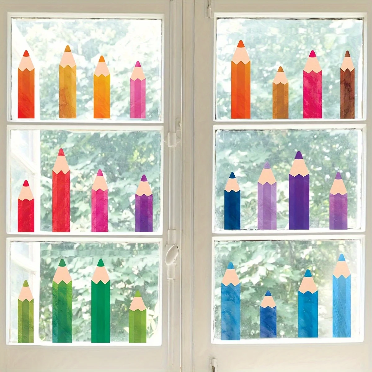 24 Watercolor Pencils Decorative Stickers Living Room Classroom Bedroom Glass Window Decorative Stickers Wall Decoration