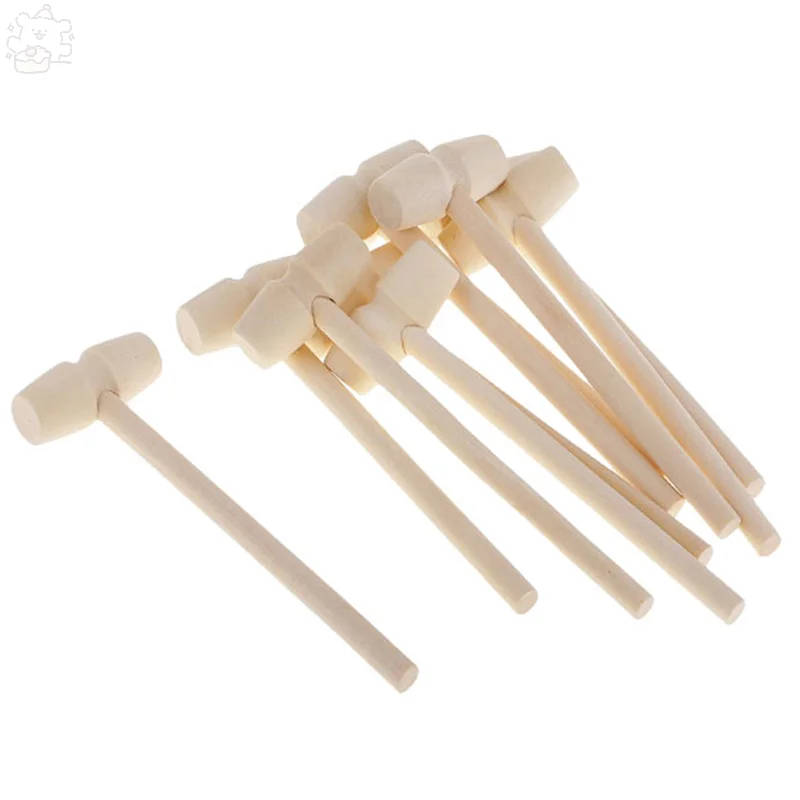 10Pcs Chinese-style Single-head Mini Wooden Hammer DIY Toy