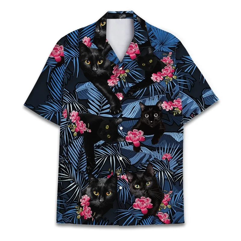 3D Print Funny Animal Hawaiian Shirts For Men Women Summer Short Sleeve Casual Relaxed-Fit Button Down Beach Shirt Mens Tshirt