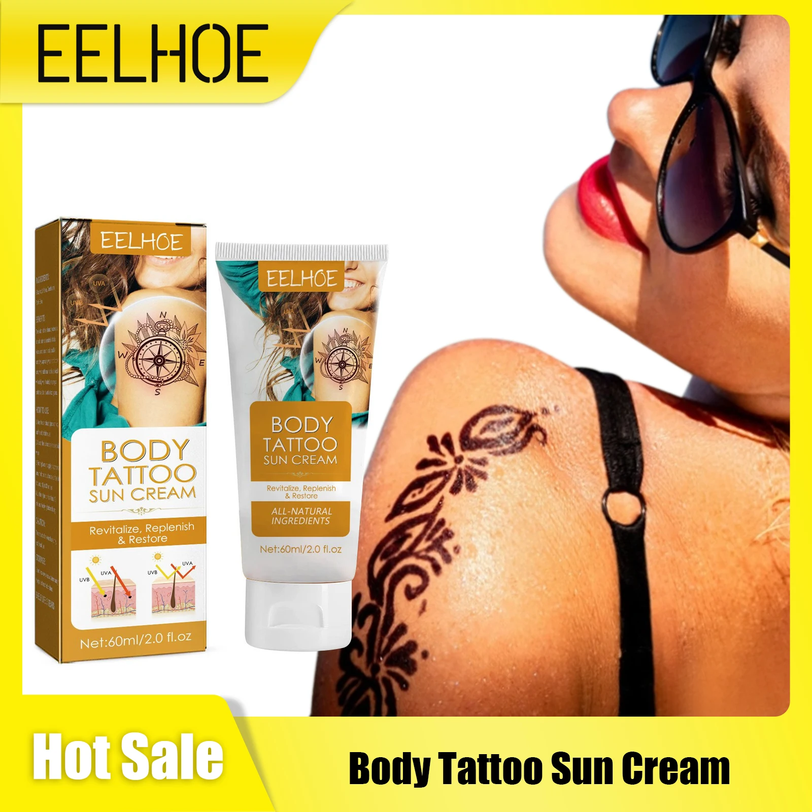 Body Tattoo Sun Cream Long Lasting Sun Protection Repair Tattoo Fading UV Protective Oil Control Sunblock Body Sunscreen Lotion