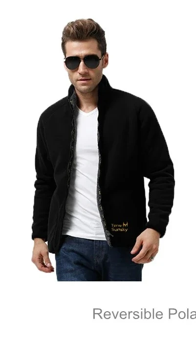 

DIANRUO Winter Warm Polar Coral Fleece Snowimage Windproof Thick Thermal Reversible Coat Male Plus Size Outerwear Clothes