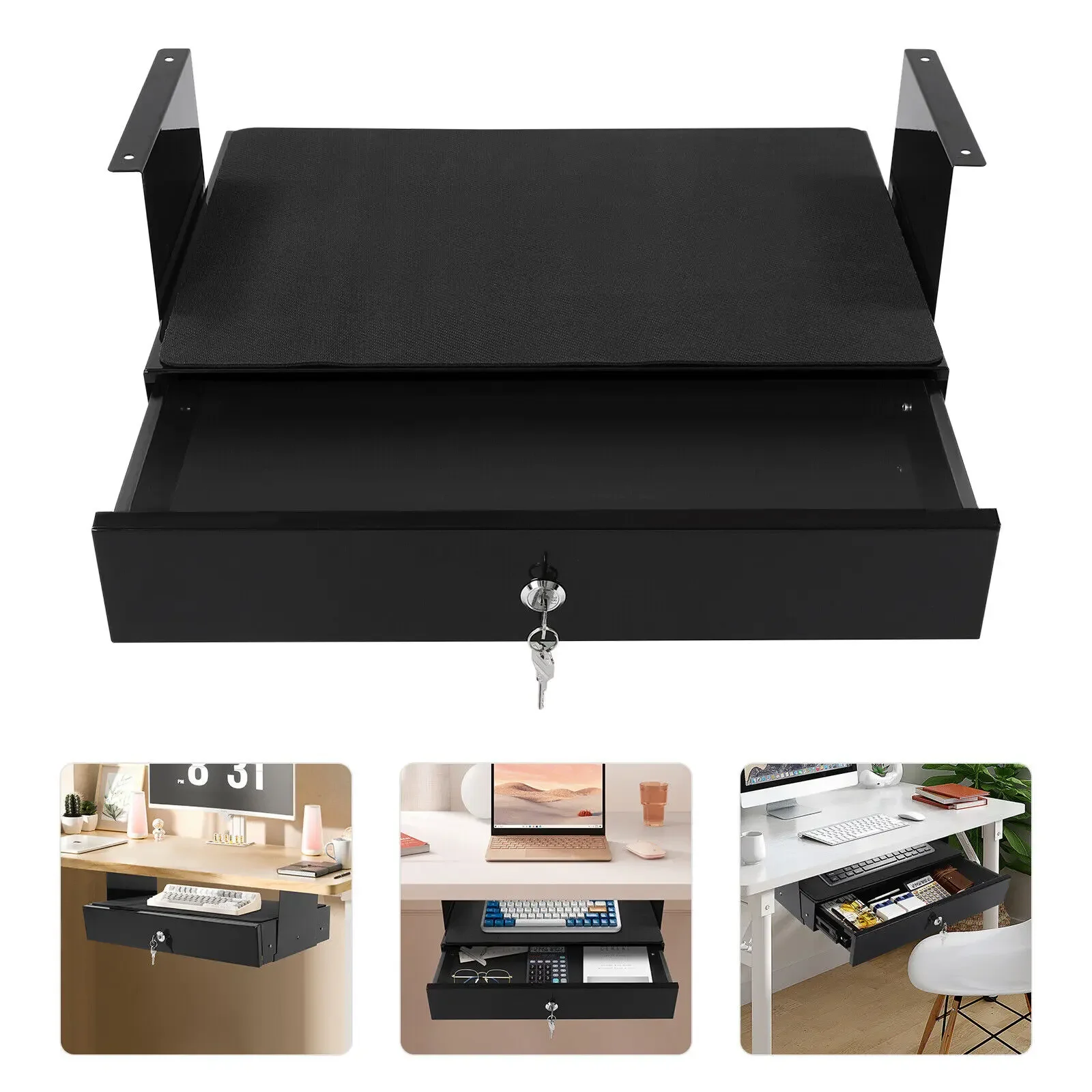 

Under Desk Slide-Out Storage Drawer with Adjustable Laptop Stand & Keyboard Tray