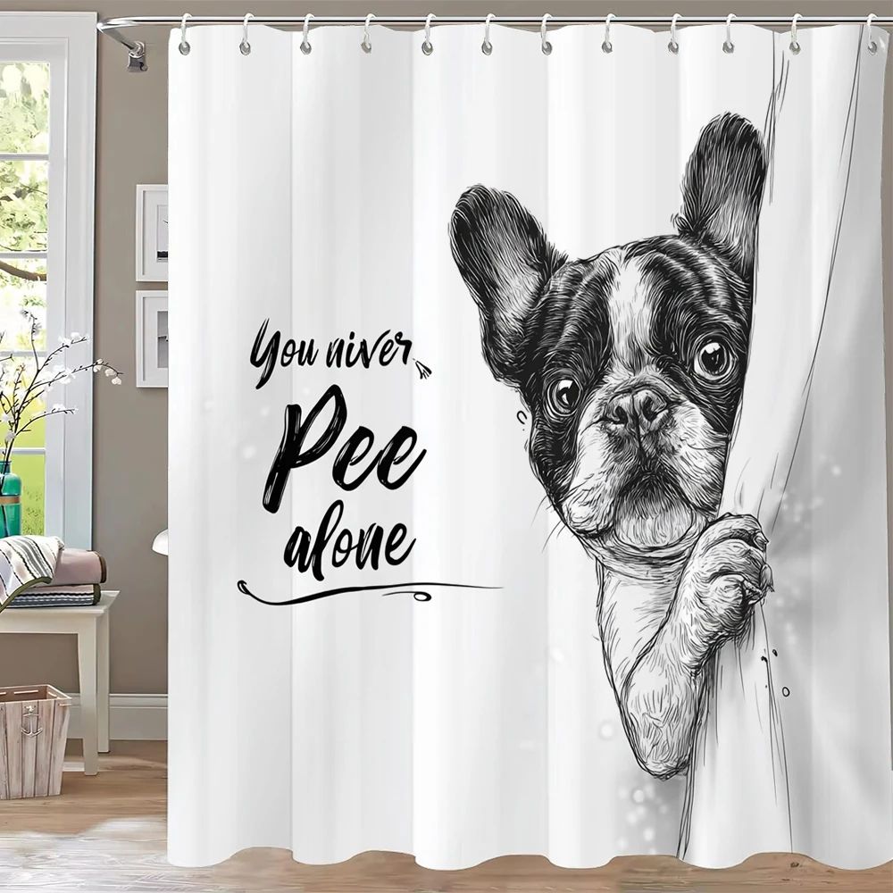 Kids Cartoon Animal Shower Curtain Funny Letters Blue Watercolour Fish Polyester Fabric Washable Shower Curtains Bathroom Decor