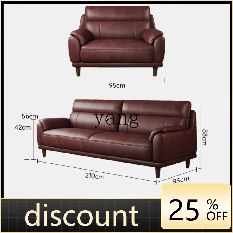 

LMM retro light luxury sofa oil wax first layer cowhide living room leather double sofa