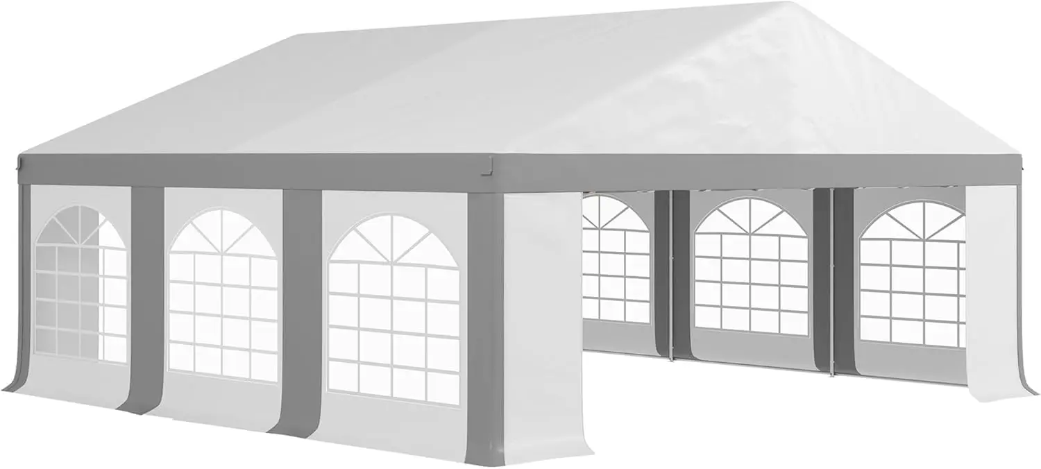 20' x 20' Heavy Duty Party Tent & Carport with Removable Sidewalls and Double Doors, Large Canopy Tent, Sun Shade Shelter