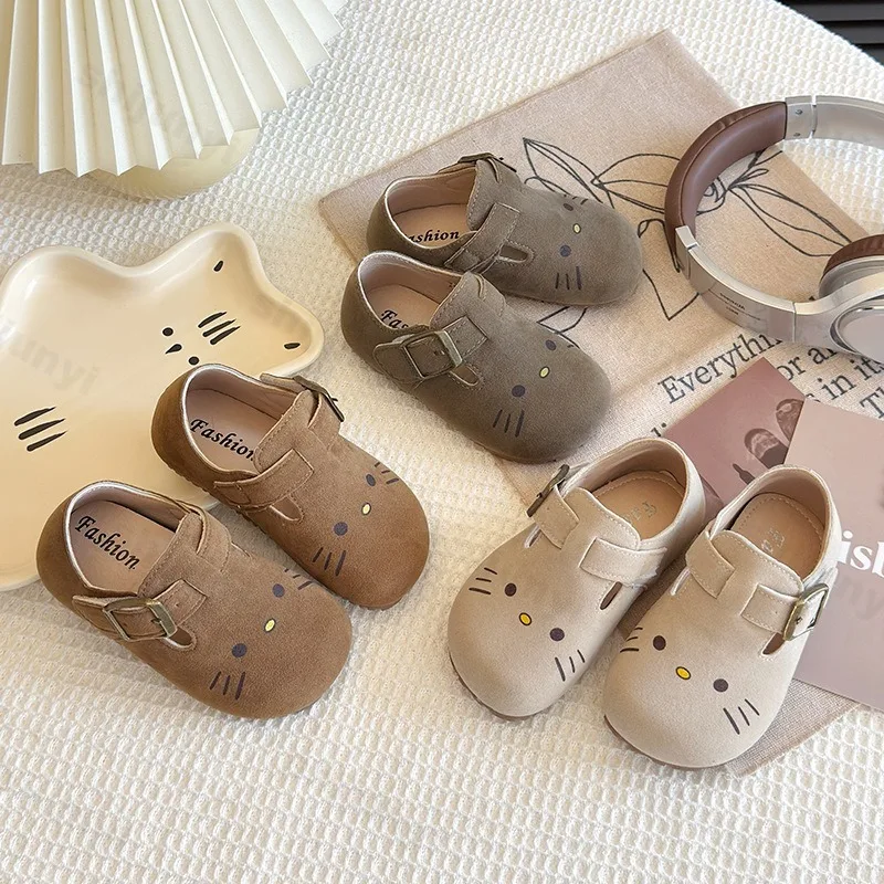 

Children Casual Shoes Cute Cat 2025 Spring New Girls Breathable Beach Shoes Fashion Korean Style Soft Bottom Kids Flat Shoes