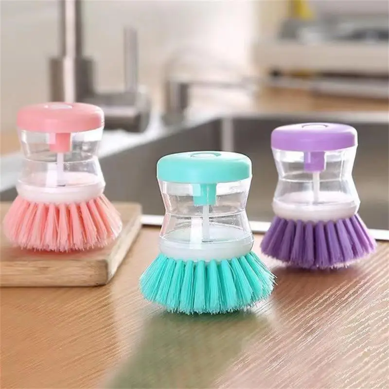 Liquid-adding Pot Washing Brush Press-type Automatic Liquid-adding Dish Washing Brush Household Cleaning Pot Brush Stove Brush