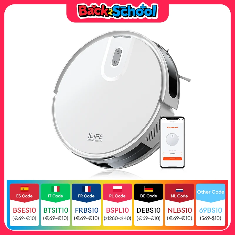 ILIFE V20 Robot aspirapolvere, aspirazione 5000Pa, navigazione intelligente SOF LiDAR, controllo APP, pulizia personalizzabile, ricarica automatica