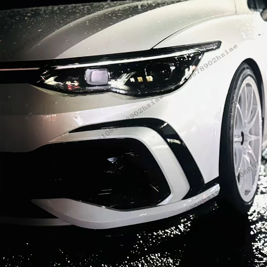 100% New Front Bumper Upgrade CS Fangs Style Spoiler Knife For VW Golf MK8 8 GTI R-LINE 2021-2024 Fog Lamp Side Spoiler Body Kit view 2