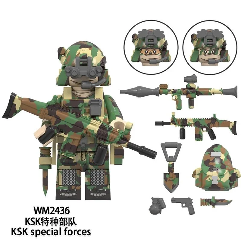 WW2 Military Building Blocks Bricks Special Forces Weapons Soldier KSK Alpha Snow Leopard Navy Seals Dleta Figura Toys Kid Gift