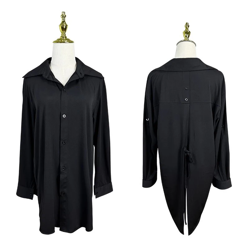 New Latin Dance Shirts For Women Long Sleeves Black Cardigan Adult Rumba Cha Cha Samba Dance Practice Clothes Loose Dress V19177 - Image 2