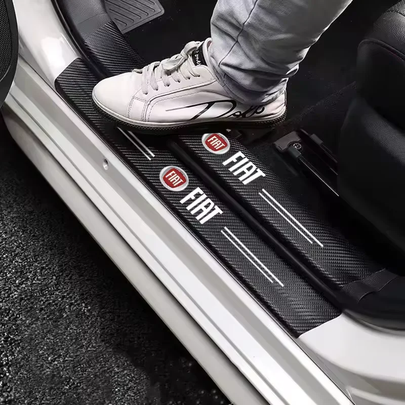 Pegatinas protectoras de fibra de carbono para umbral de puerta de coche, parachoques antipaso lateral para Fiat 500 Punto Bravo Freemont Panda Doblo Stilo