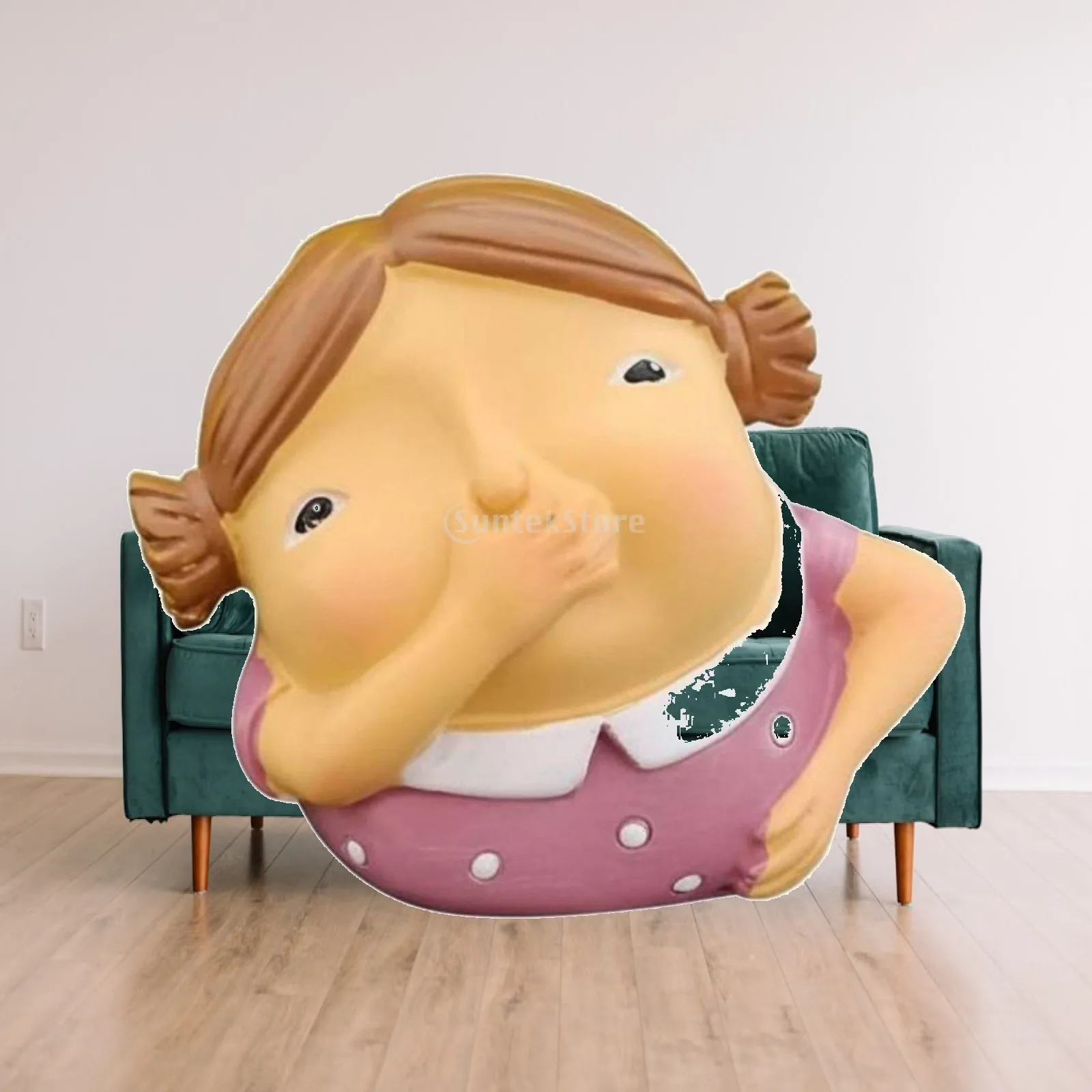 Whimsical Resin Child Sculpture Nose Holding Figurine for Bathroom Shelf Humorous Home Accent Piece