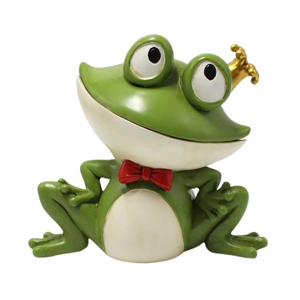 Outdoor Frog Statue Weatherproof Prince Frog Key Hider Sculpture for Outdoor Yard Decoration Secret Key Holder for House