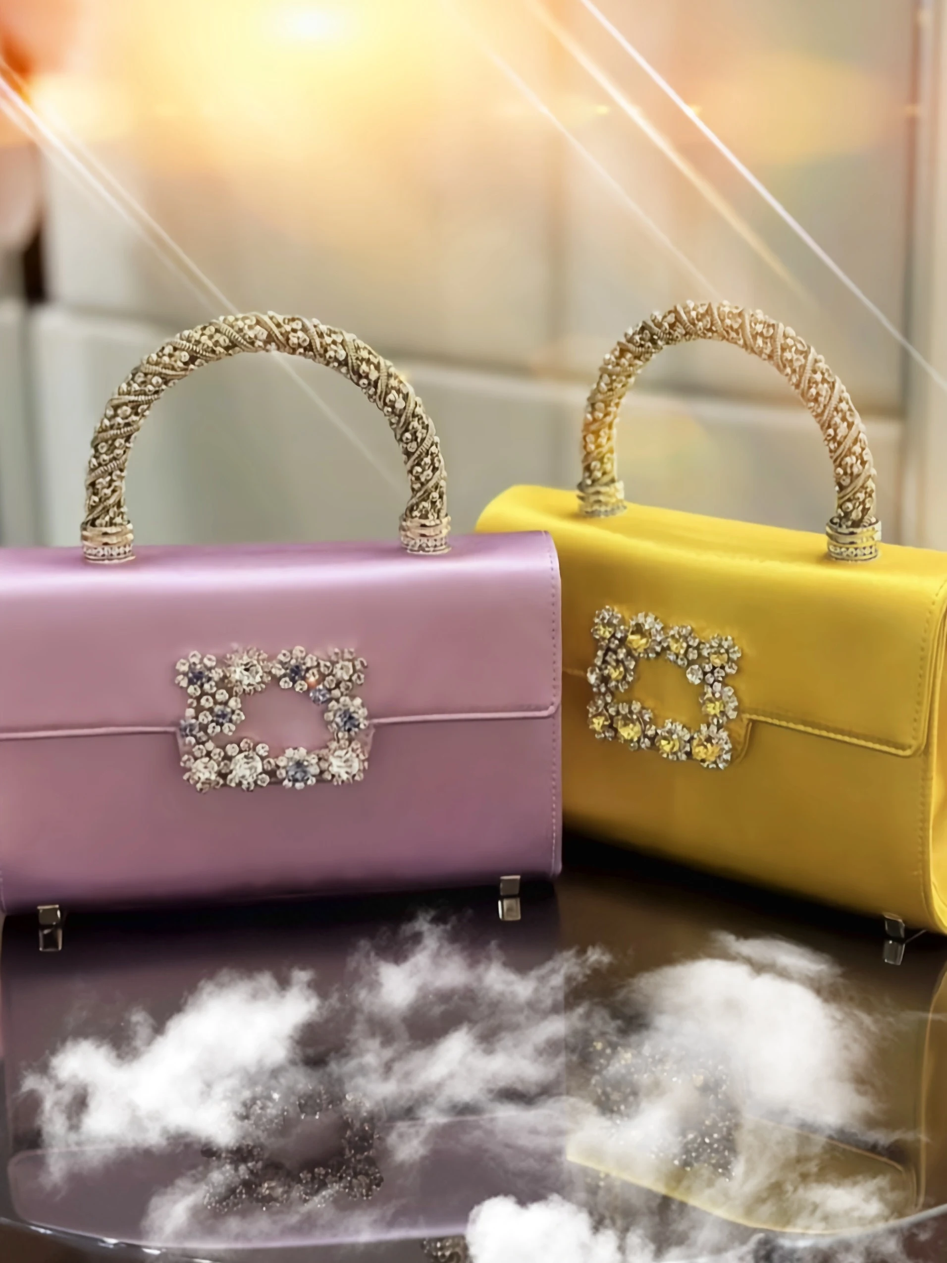 

Rv New Diamond Bule Small Square Silk Satin Bag Single oulder Slant Cross French Bread Bag Commute Sle Handbag Evening ...