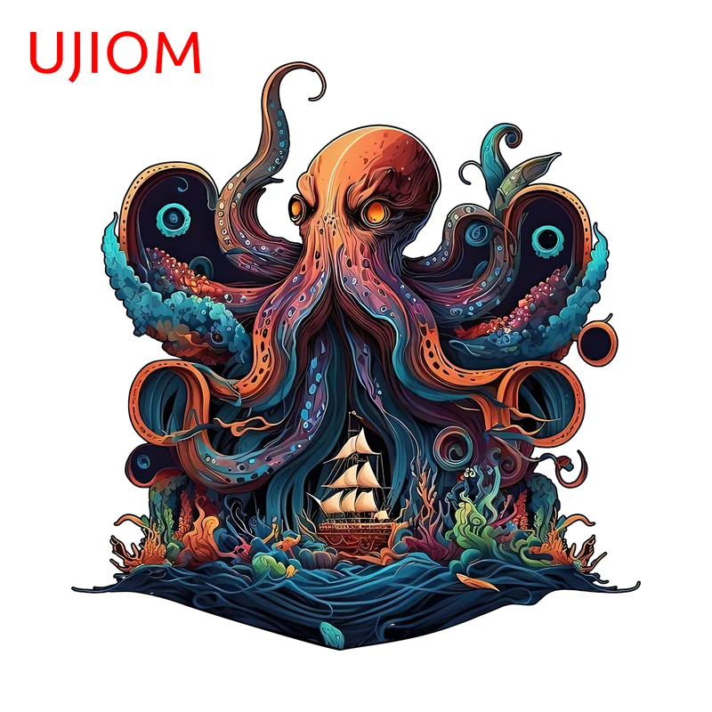 UJIOM Attractive Octopus Cartoon Wall Stickers Animals Item Game Room Veneer Decals Vinyl House Wallpaper Accessories DIY