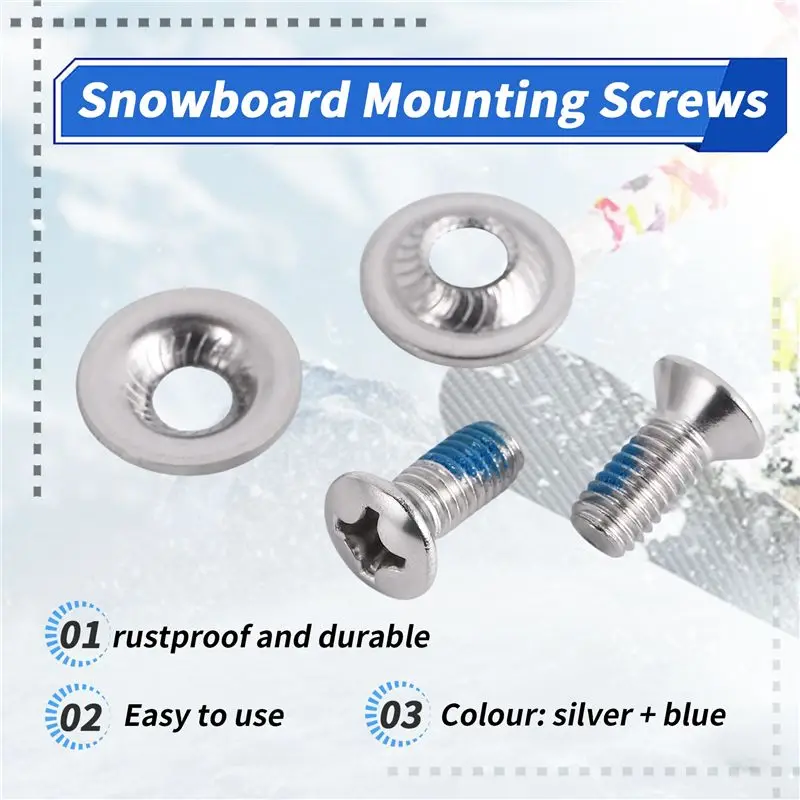 

8Pcs/Set Snowboard Binding Screw Set, Snowboard Mounting Screws With Snowboarding Screw Washers Fixed Ski Accessories Multi-Purp