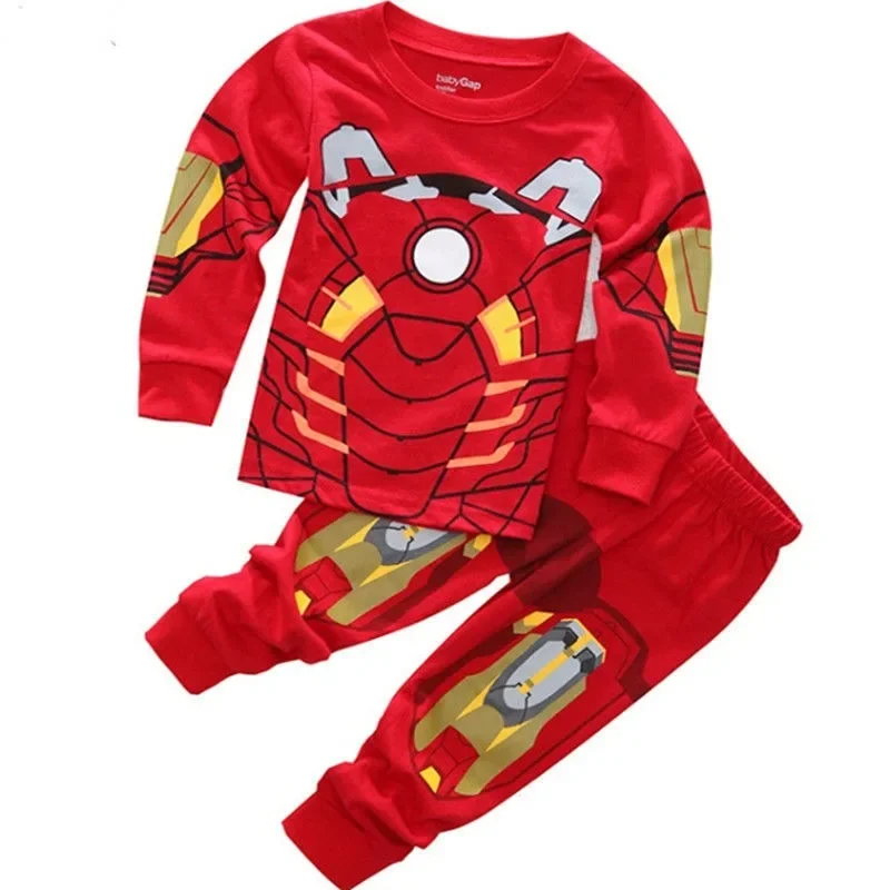 Marvel cartoon Spiderman children\'s clothing long and short sleeved set Batman pajamas Captain America autumn pants Iron Man