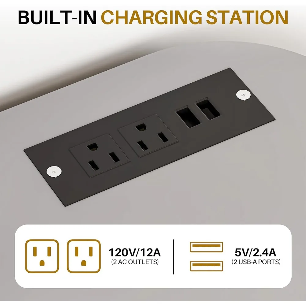 مكتب زينة بإضاءة LED مقاس 24 بوصة مع مرآة وطاولة مكياج مدمجة تتميز بدرج تخزين وشاشة لمس بثلاثة ألوان #6