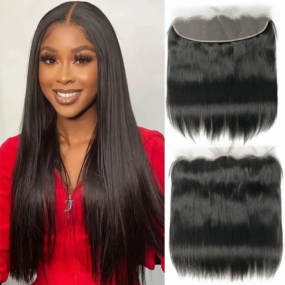 13X4 Lace Frontal Peruvian Straight Closure 100% Human Hair Ear To Ear Lace Frontal Closure Natural Color Remy Hair Swiss Lace