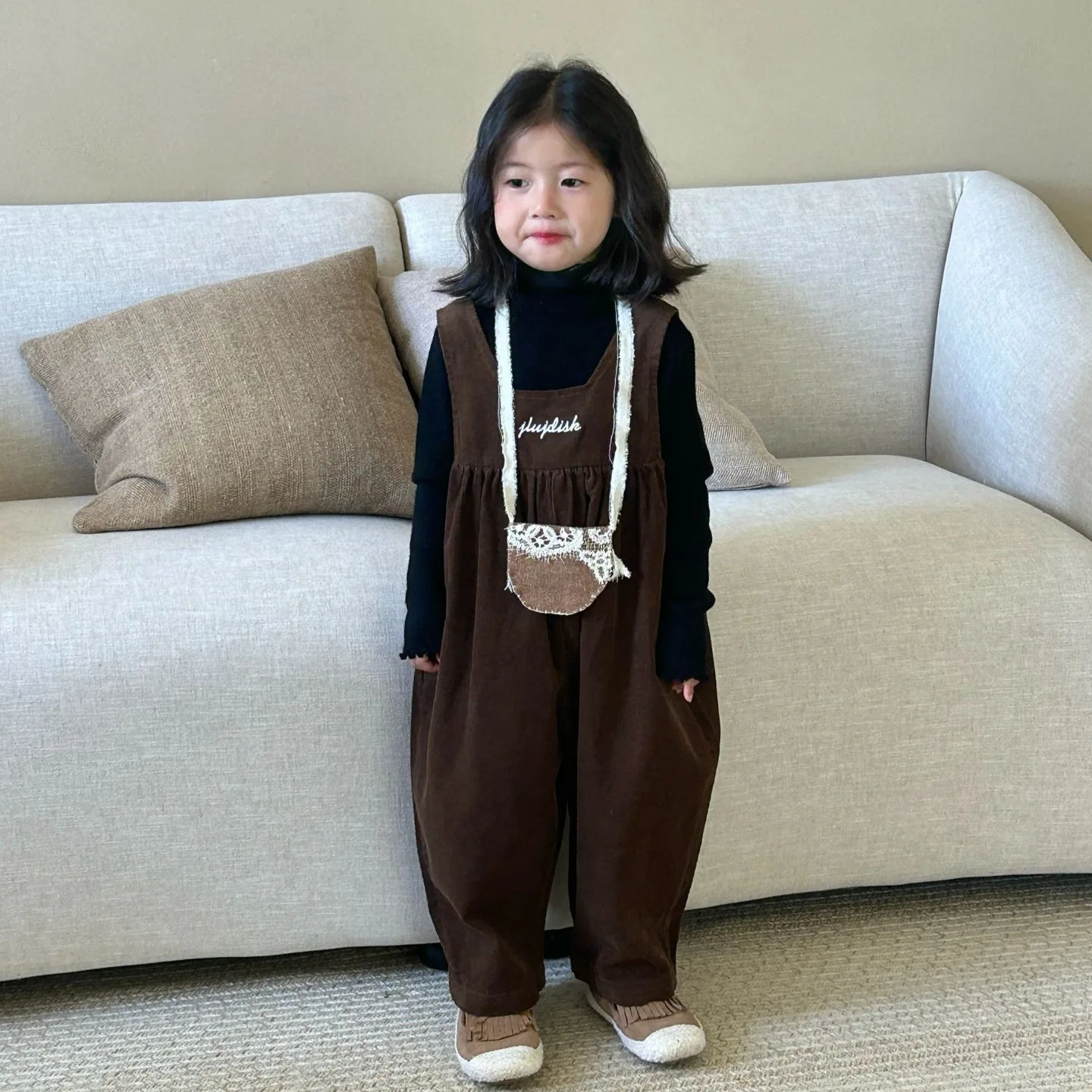 Kids Pants Autumn New Childrens Clothing Korean Girl Letter Embroidery Corduroy Rompers Jumpsuits 2024 Fashion Loose