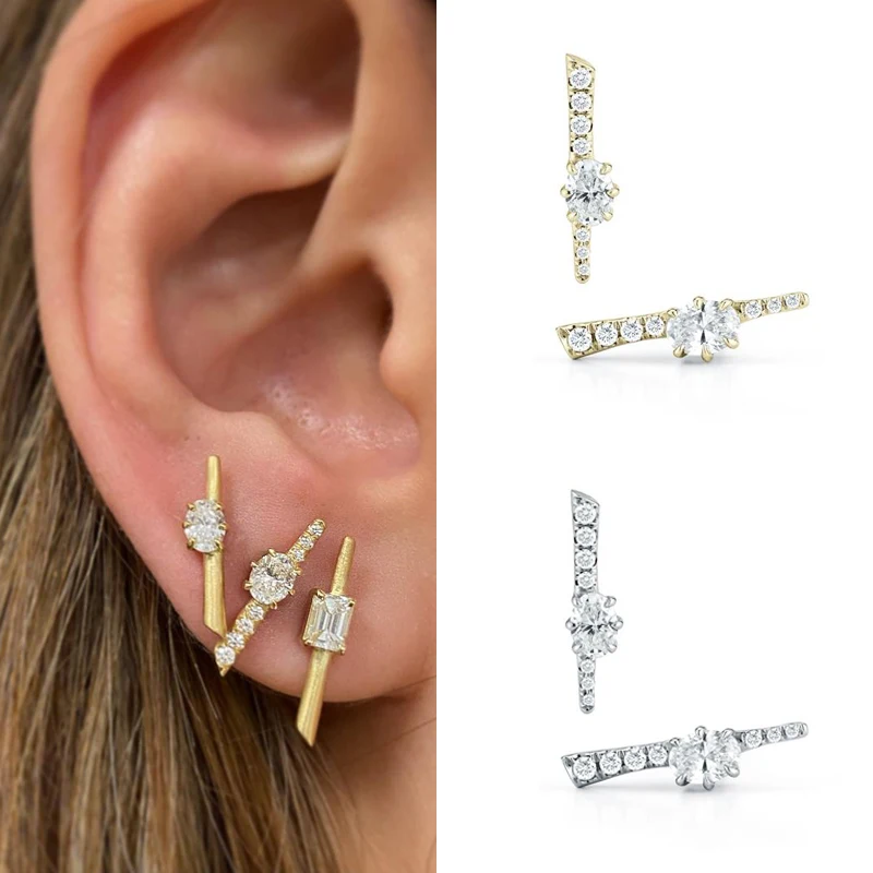 CRMYA Unique gold-plated CZ Stud Earrings For Women Cubic Zirconia Pendientes Boho Luxury Fashion Jewelry