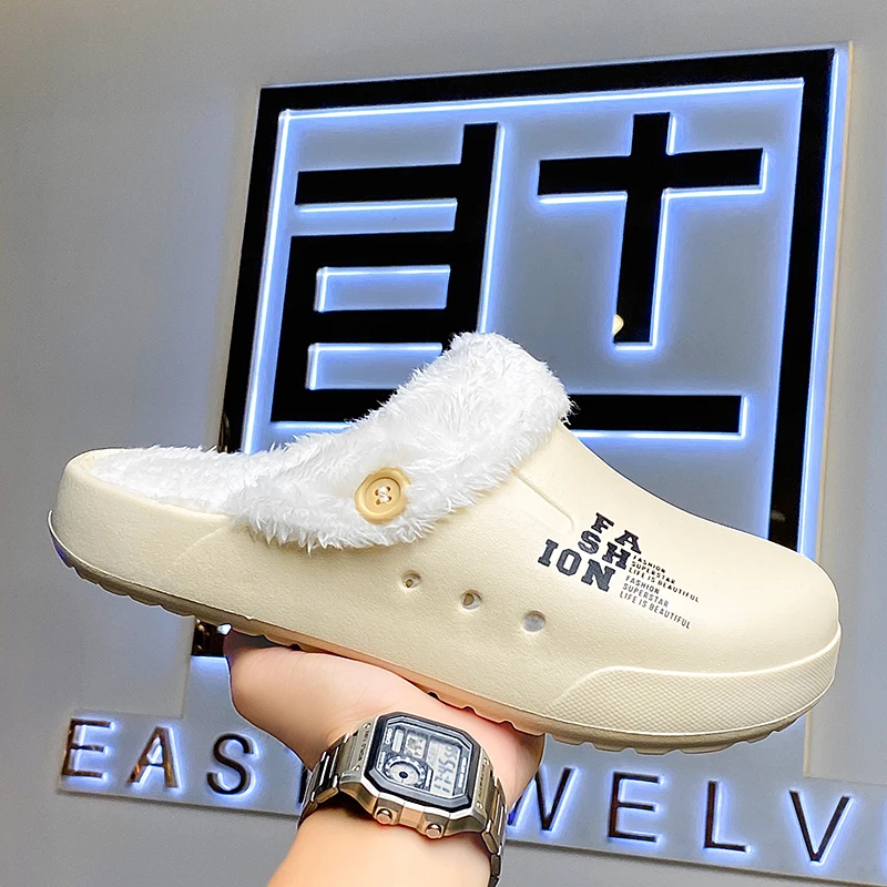 

Cotton Slippers for Autumn and Winter Couple's Home Indoor Thick-Soled Non-Slip Thickeneded Outdoor Warm Fleece-Lined Soft Sole