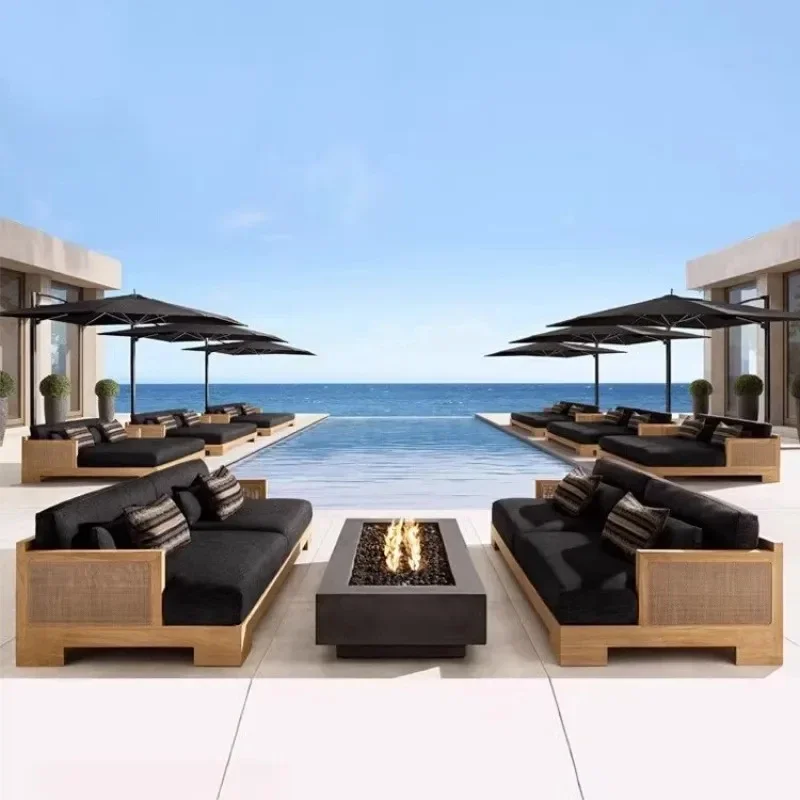 

Outdoor Sofa Patio Garden Set Combination Luxury Furniture Upholstered Teak Wicker All Weather Single Multi-Person Sofa