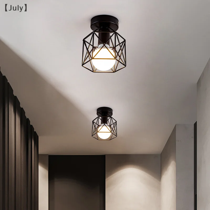 Lampu langit-langit Led, lampu dekorasi ruang tamu, lampu dalam ruangan, lampu gantung langit-langit besi tempa, Retro Nordik, lampu gantung bulat