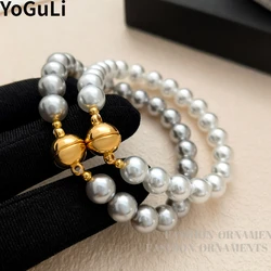 Fashion Jewelry Elegant Temperament Glass Simulated Pearl Bracelets For Women Girl Wedding Gifts Simply Design Accessories