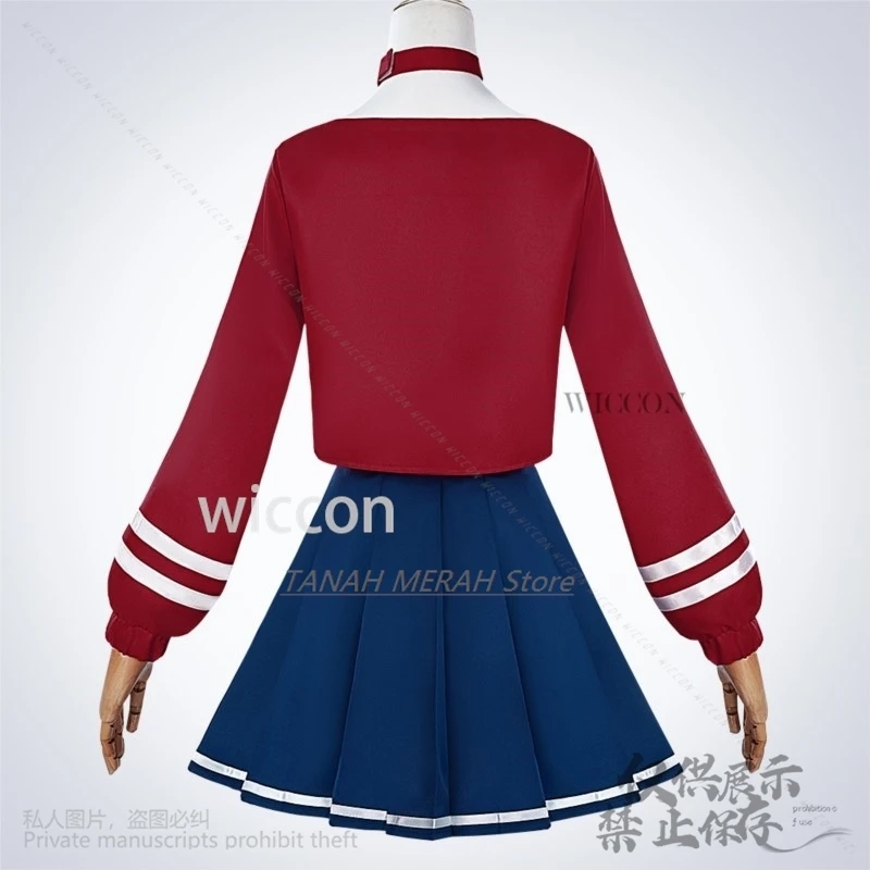 MiSide Crazy Mita Anime Cosplay Meta Horror Game Anime Cosplay Costume Red Top Dress Lolita Wigs Hat Props Shoes For Halloween C