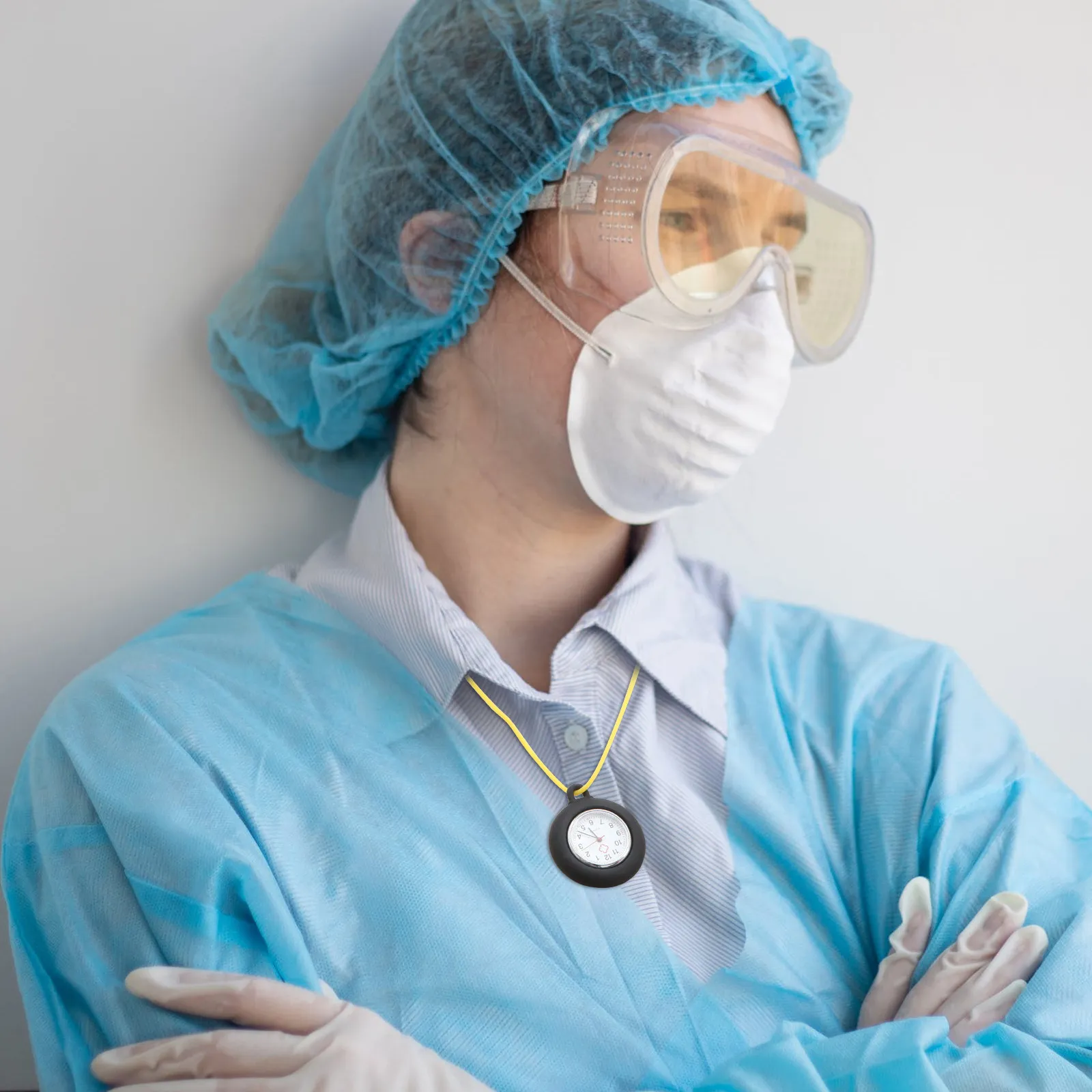 

1 шт. силиконовые наручные часы для медсестер, портативные карманные часы для медсестер, круглый дизайн, черный ремешок, случайный цвет