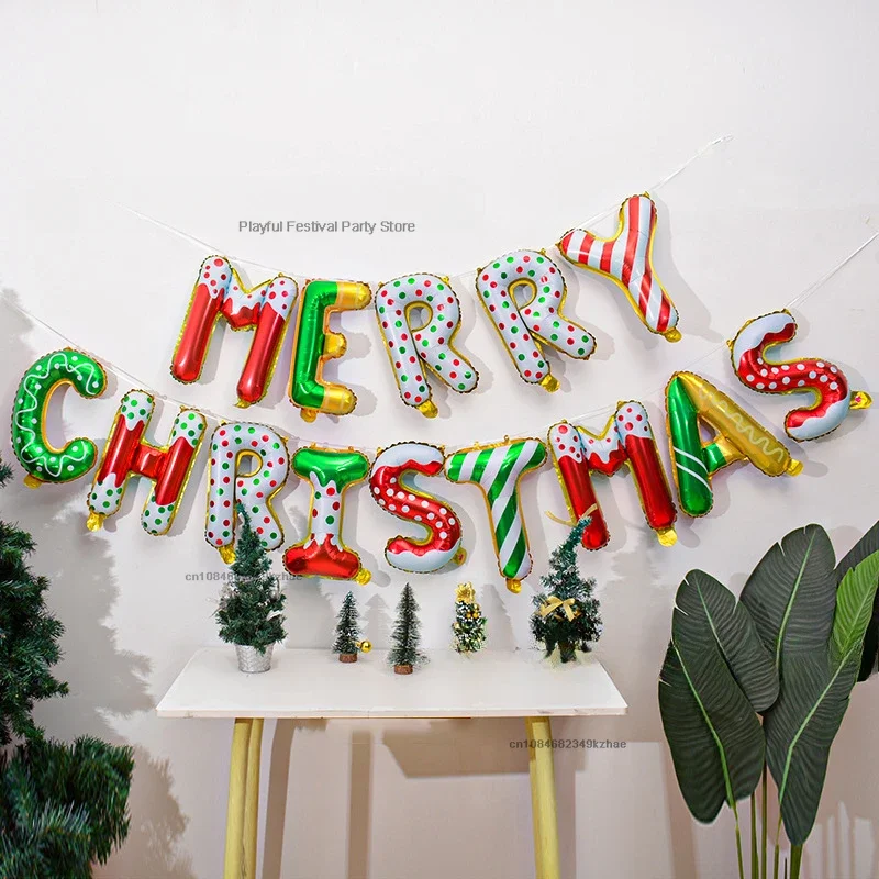 2025 16 pollici Buon Natale Foil Palloncino Sfondo Decorazione Appeso Lettera Air Globos Ornamento di Natale Forniture per feste Regali per bambini