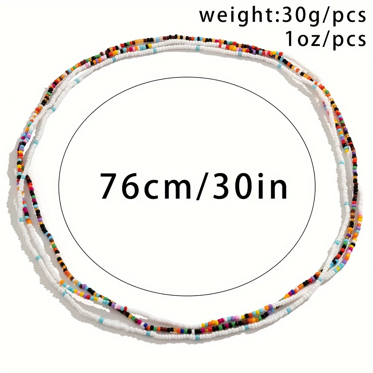 Bohemian Elastic Beach Party Wearing Waist Chain For Women, Mixed Color Rice Beads Multi-layer Minimalist Style Body Chain