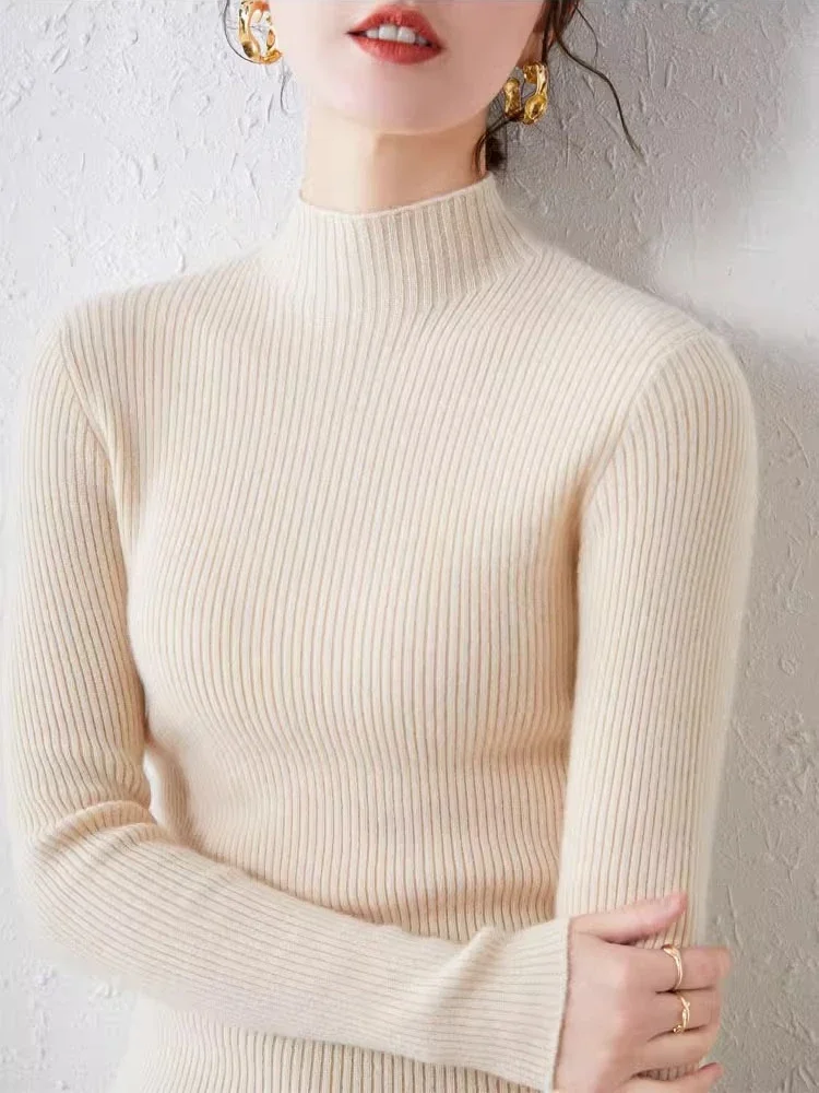 

Женские вязаные мягкие пуловеры, осенне-зимний свитер с воротником, джемперы 2022, базовые мягкие свитера, простые корейские топы с базовым слоем