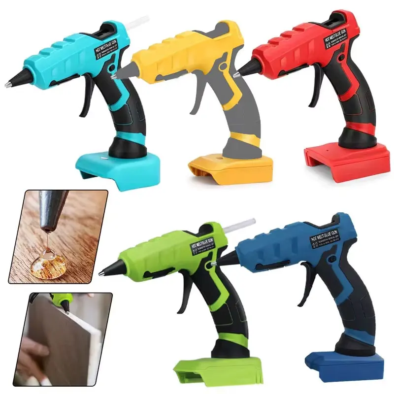 50W 7mm Cordless Hot Melt Glue Gun for Dewalt for Makita/Milwaukee/BlackDecker/Bosch 18V 20V Battery for Crafts Repair Tools