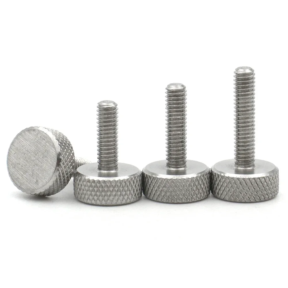 1/2/5pcs M2 M2.5 M3 M4 M5 M6 M8 M10 304 Stainless Steel Knurl Flat Head Hand Tighten Curtain Wall Glass Thumb Screw Bolt DIN653