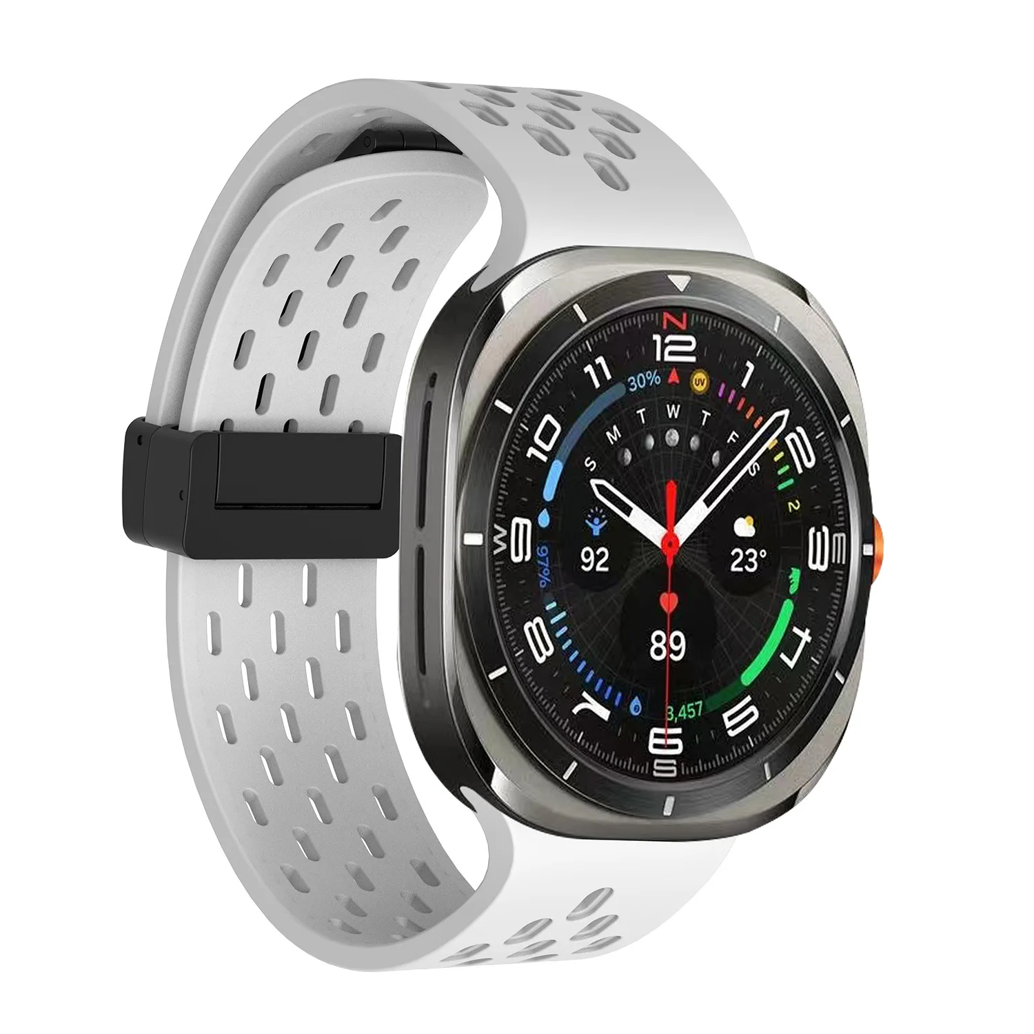 Magnetic Folding Buckle Band for Samsung Galaxy Watch Ultra 47mm Silicone Soft Strap for Galaxy Watch 7 Ultra Watchband Bracelet