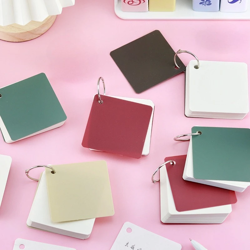 Draagbare Pocket Memo Pads Lege Studie Notitieblokken voor Geheugen Leren Studeren Boek 80 vellen Lege Indexkaart met Ring Losbladig