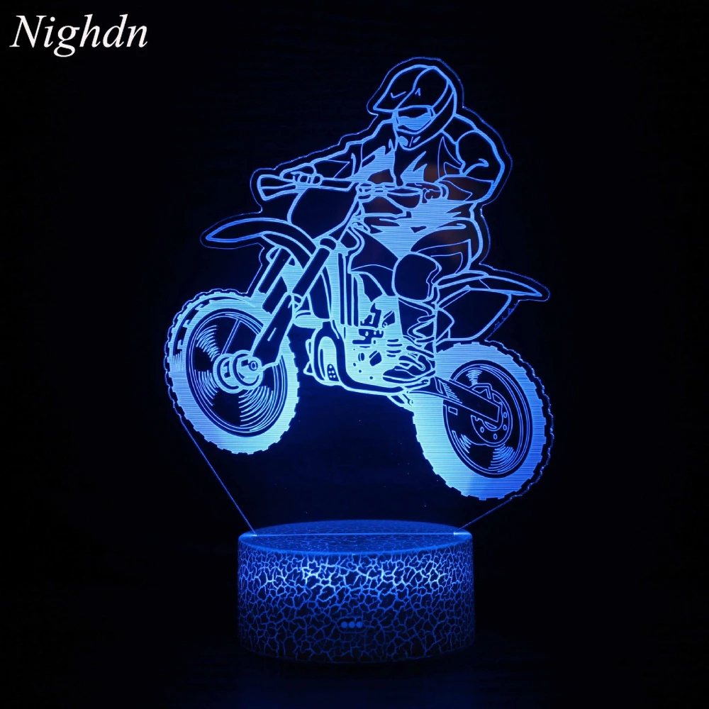 Dirt Bike Gift 3D Night Light 7 Colors Motocross Lamp LED Motorcycle Decor Dirtbike for Boys Girls Room Birthday Christmas Gifts