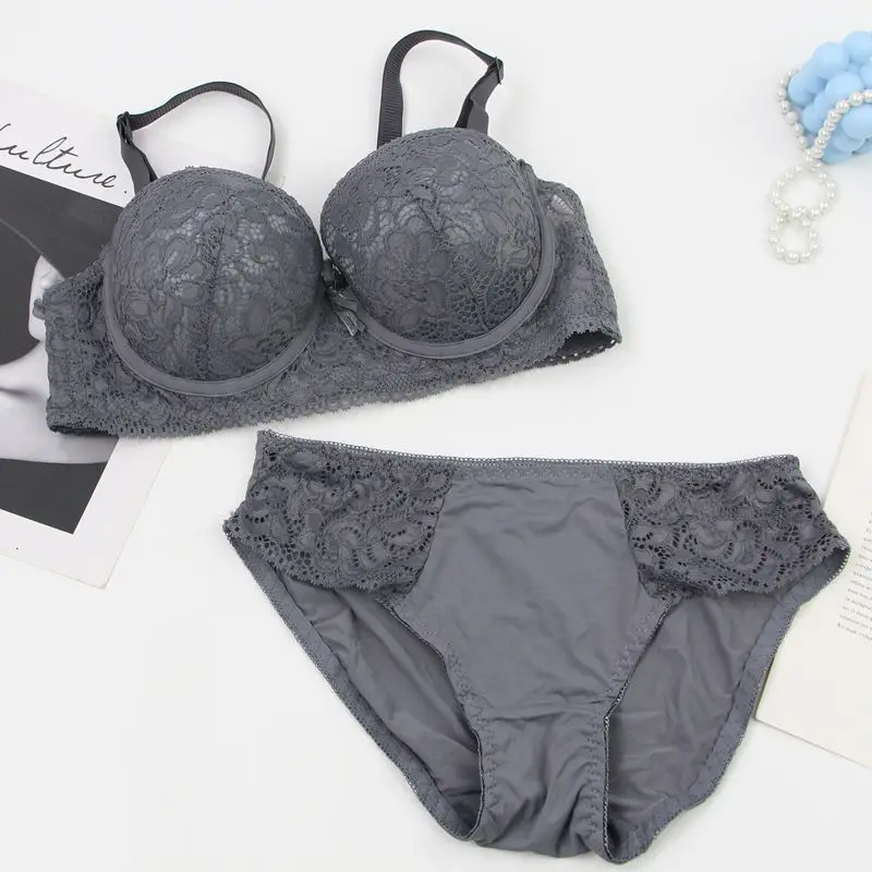 2025 nuevo sujetador con aros de punto Floral para mujer correas ajustables encaje Copa BC ropa interior Push Up minimizador lencería acolchada