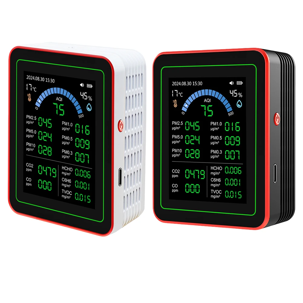 Sensores de Monitor de calidad del aire 18 en 1, detección de CO2 PM2.5/PM10 HCHO TVOC, Detector profesional de calidad del aire para el hogar, Hotel, oficina y coche