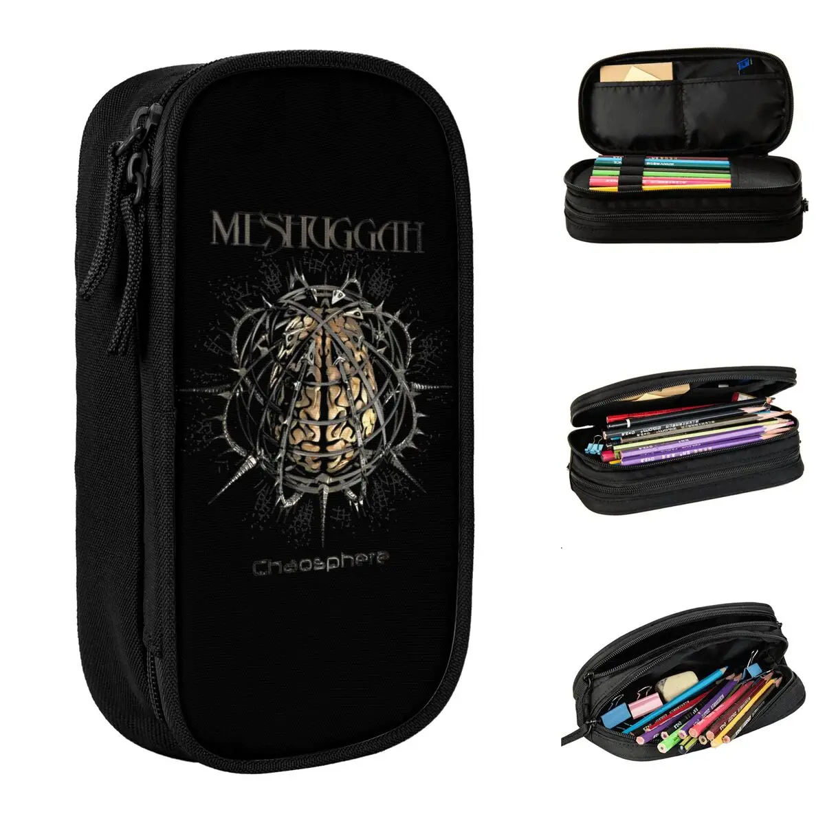 Meshuggah Heavy Metal Band Pencil Case Pencil Pouch Pen Box for Student Big Capacity Bag School Supplies Gifts Accessories